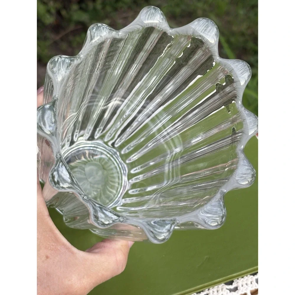 Vintage Fostoria Ribbed Crystal Vase Celestial Pattern Original Box Classic